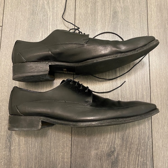 Canali Black Leather Men's Oxfords - Picture 3 of 16